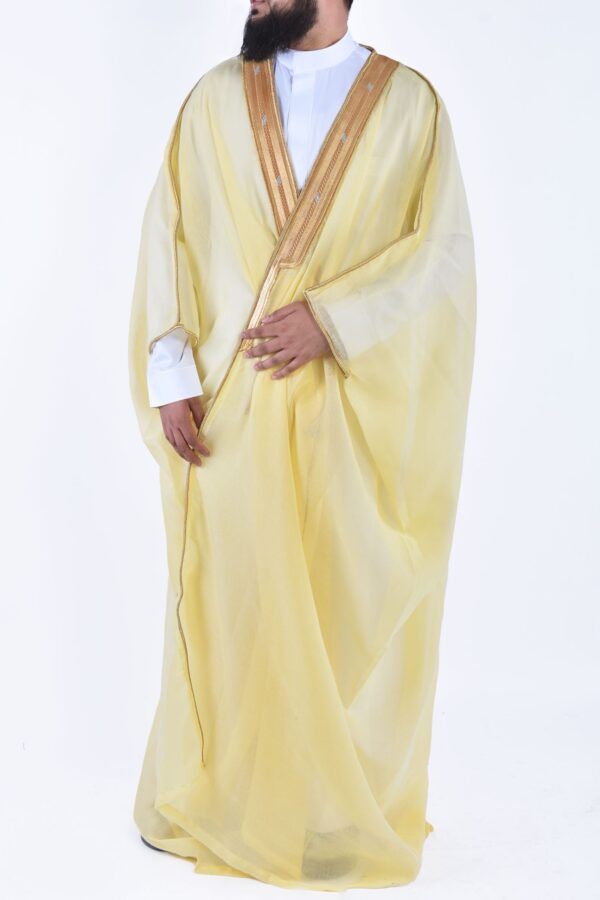 Men’s Premium Cream Yellow Bisht With Luxurious Golden Embroidery