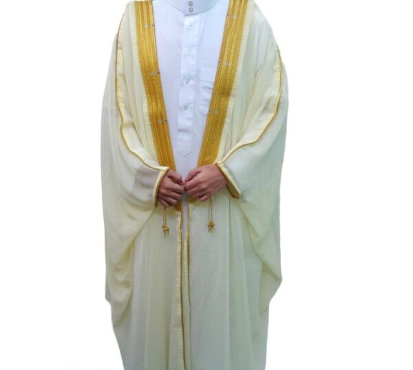 Men’s Premium Cream Yellow Bisht With Luxurious Golden Embroidery - Image 2