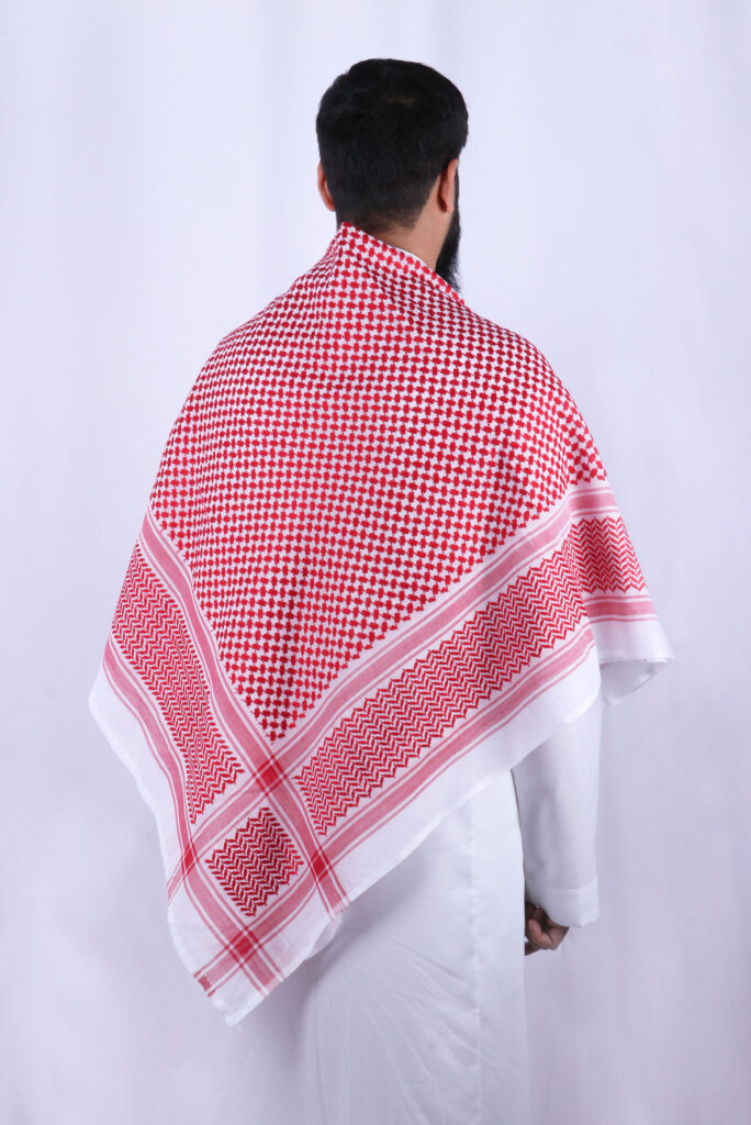 Men's Shemagh Ghutra Red and White Patterned